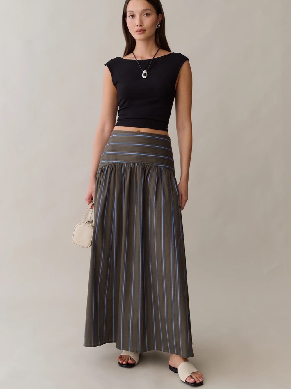 NWT CAARA Vashti Earthy Stripe Cotton Staud Factory Few Moda Skirt 2 - Picture 5 of 8